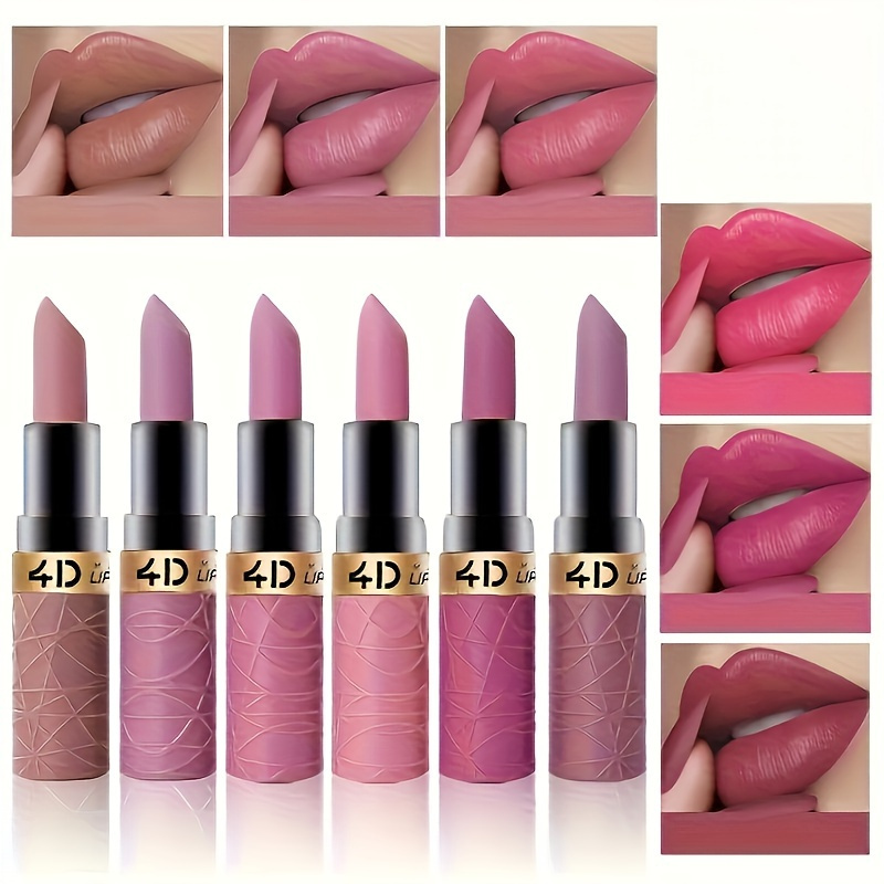 

6-piece Waterproof Lipstick Set - 12 Vibrant Shades, Long-lasting & Easy To Apply, Non-stick Cup, Matte Finish - Perfect Mother's Day Gift For Women