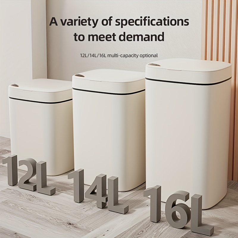 

For Smart Sensor Trash Can With Quiet-close Lid - Large Capacity, Multi-mode Operation (key, Touch & Motion) For Home, Office, Kitchen, Bedroom - Battery Powered