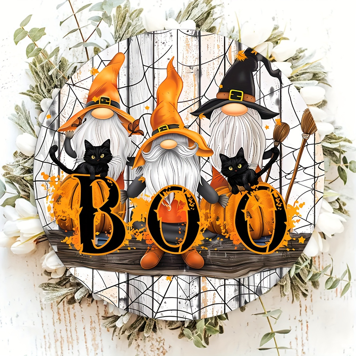 

[ ] Halloween Wooden - 7.9"x7.9" | Boo & Decor For , , & | Fall & Aesthetic