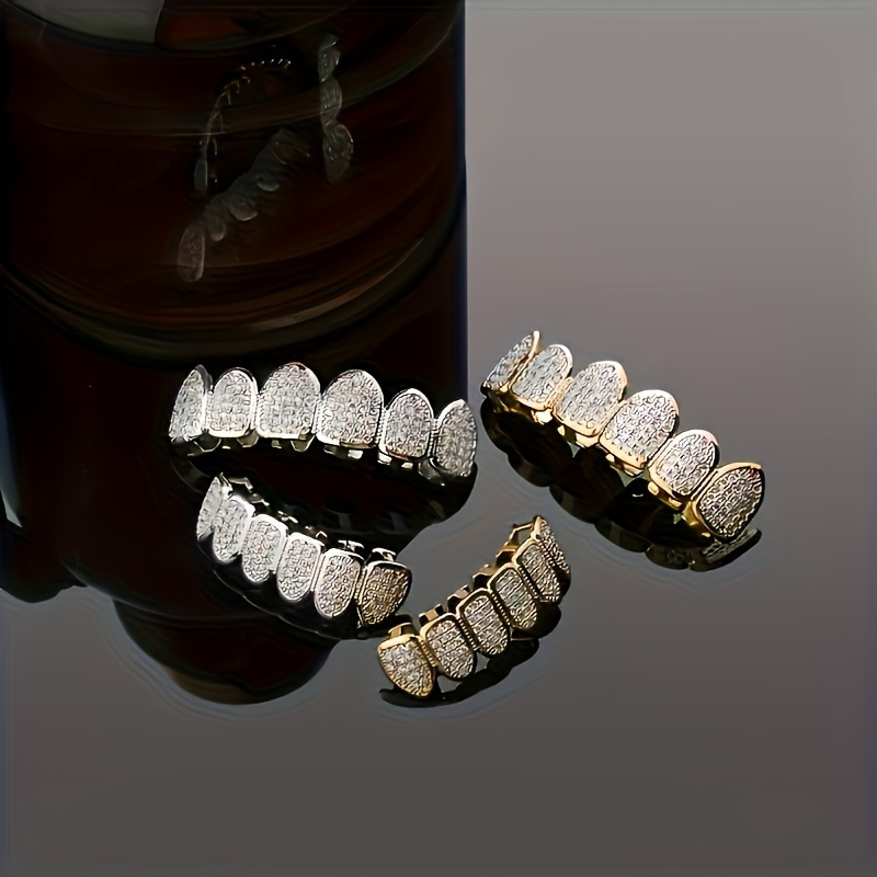 Hip-hop Style Grillz Full Set For Top And Bottom Teeth, Cubic Zirconia ...