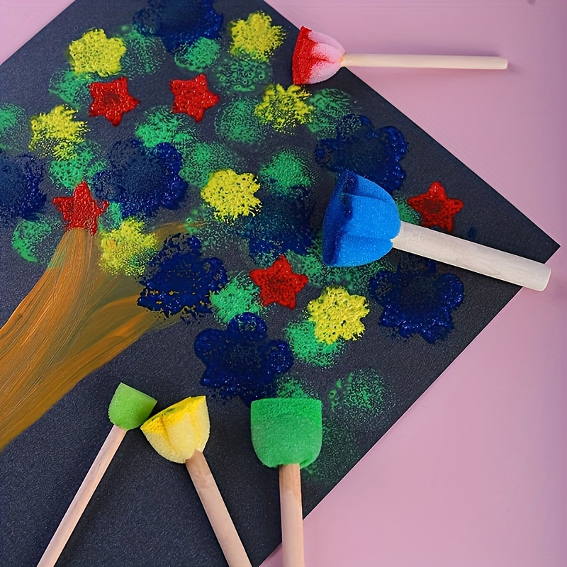 60 Pcs Ound Paint Sponges Set, 5 Sizes Sponge Bushes Fo