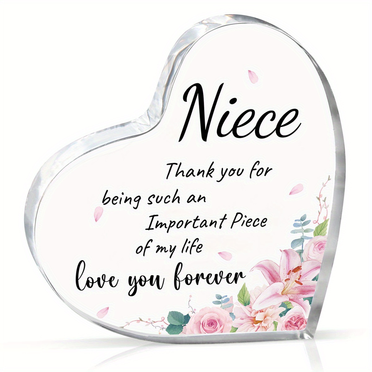 

1pc Acrylic Heart-shaped Keepsake, "love You " Appreciation , No Electricity Needed, Featherless, Ideal For Birthday, Christmas, Halloween, Thanksgiving, New Year Table Decor