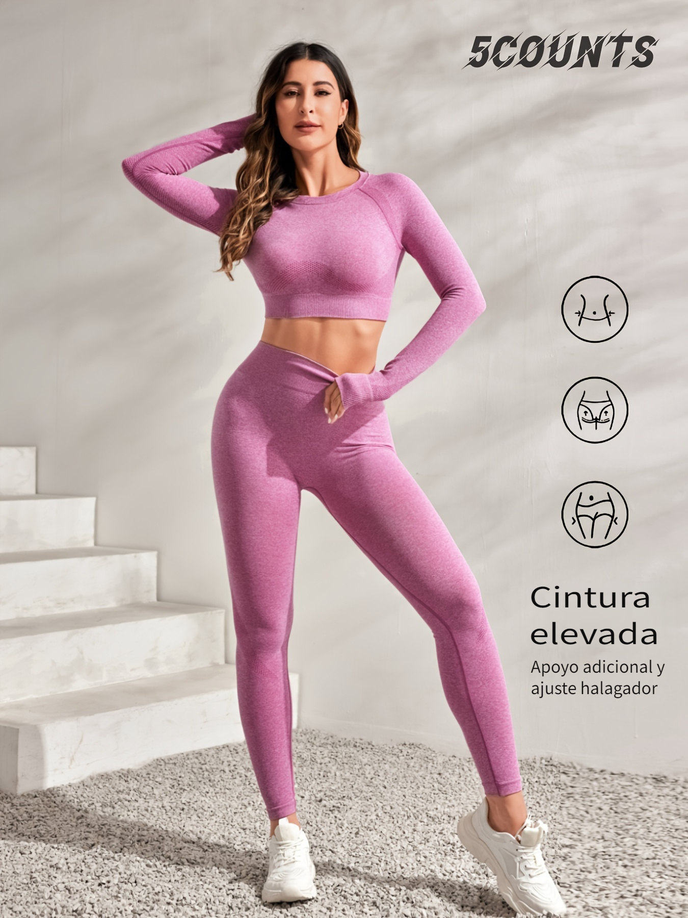 Conjunto de trajes de yoga deportivos sin costuras y americanos, ropa  deportiva de fitness top de larga pantalones de yoga levantadores de 