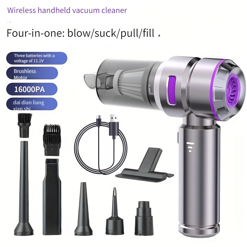 

Rechargeable And Wireless Car Usb Charging, 3- Suction, Detachable Crevice Tool, And -static