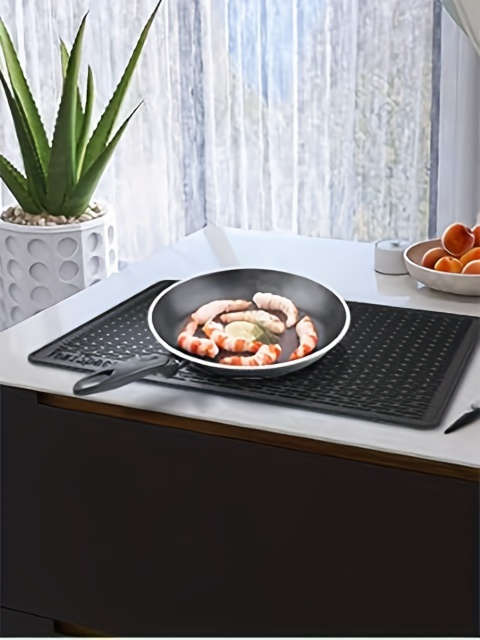 popular   1pc extra large 28 x20 black silicone stove top cover mat heat resistant textured surface for   drying ideal for electric ceramic cooktops versatile use as dish drying mat   for modern kitchens stove top protectors details 1