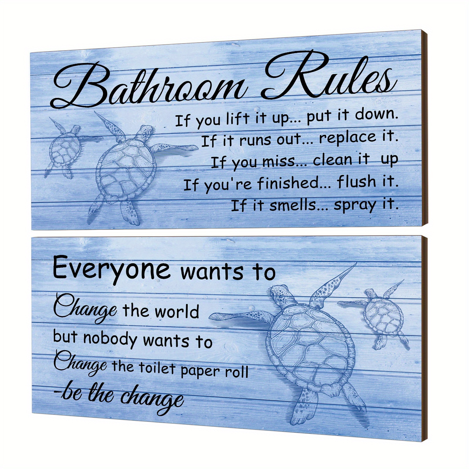 

1set Blue Turtle Bathroom Wall Decor Funny Bathroom Rules Signs Decor, Bathroom Signs Toilet Decor Bathroom Wall Decor Ocean Theme Wood Wall Decor Hanging Signs Wall Art Set