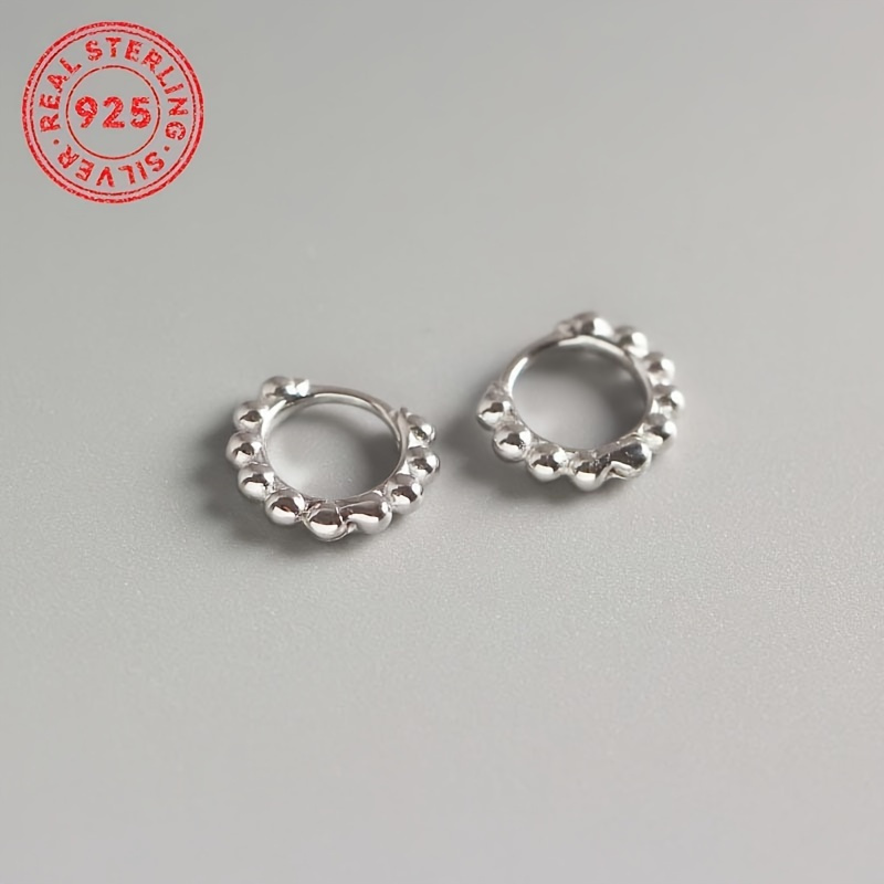 

Vintage & Style, 1pair 925 Sterling Silvery , Beaded Earrings, Fashion Accessory For & Party, Idea Gift For Ladies, Weight 1.6g