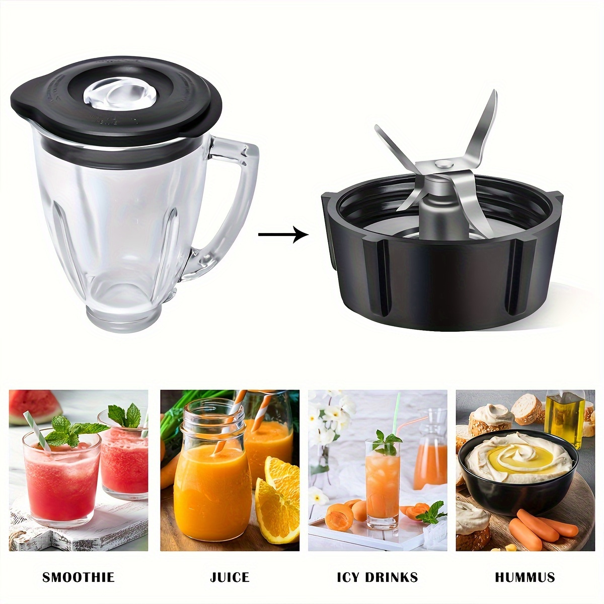 4pcs stainless steel   set 4 blade knife 6 tooth base compatible with   electric juice maker food contact safe blender parts details 4