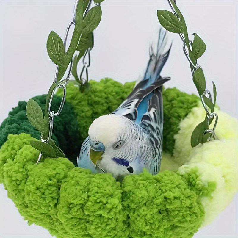 

1pc Cozy Flannel Bird Nest Swing - All- For Budgies, Cockatiels, Parakeets - With Chain Decor - Fun -themed Cage Accessory