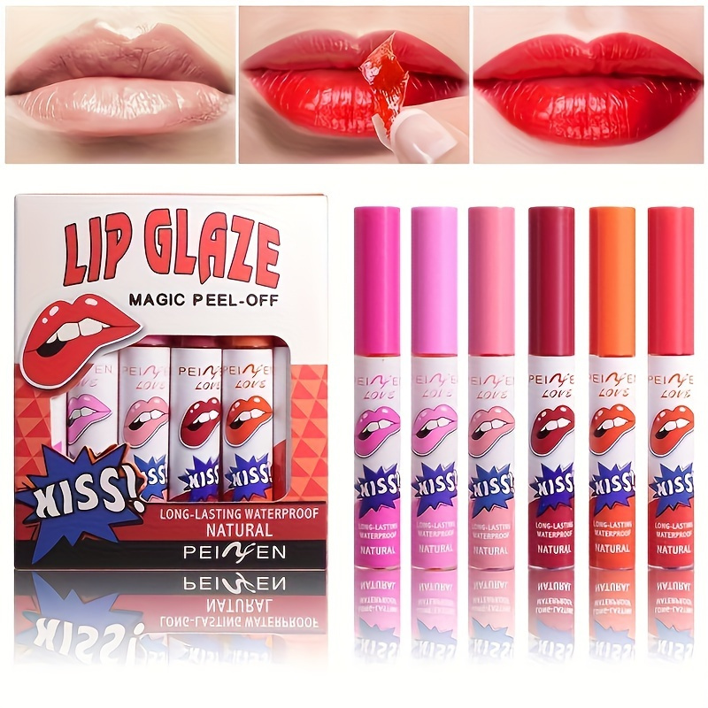 6-delni set odstranljivih sijajev za ustnice - Dolgoobstojni, mat zaključek tekoča šminka & lip gloss - Ne bledi, odporen proti razmazovanju za vse tipe kože. podrobnosti 2