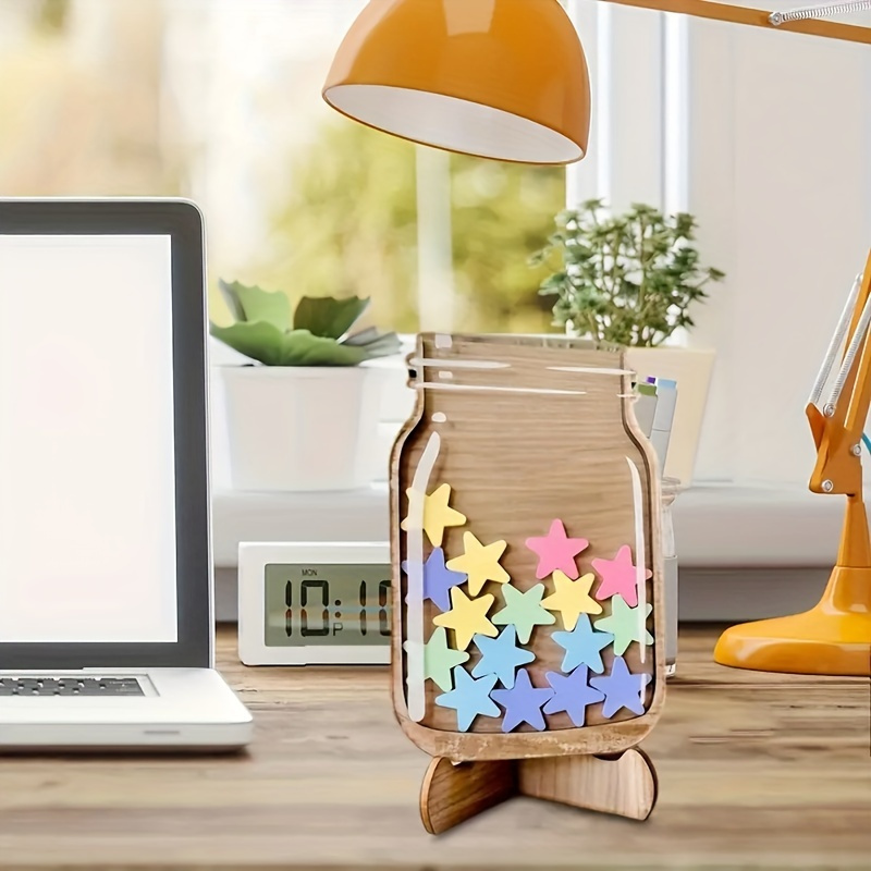 Image of 1pc Star Reward Jar, Cool Teaching Reward Jar, Star Sticker, Bulletin Board Reward Regular Training Table