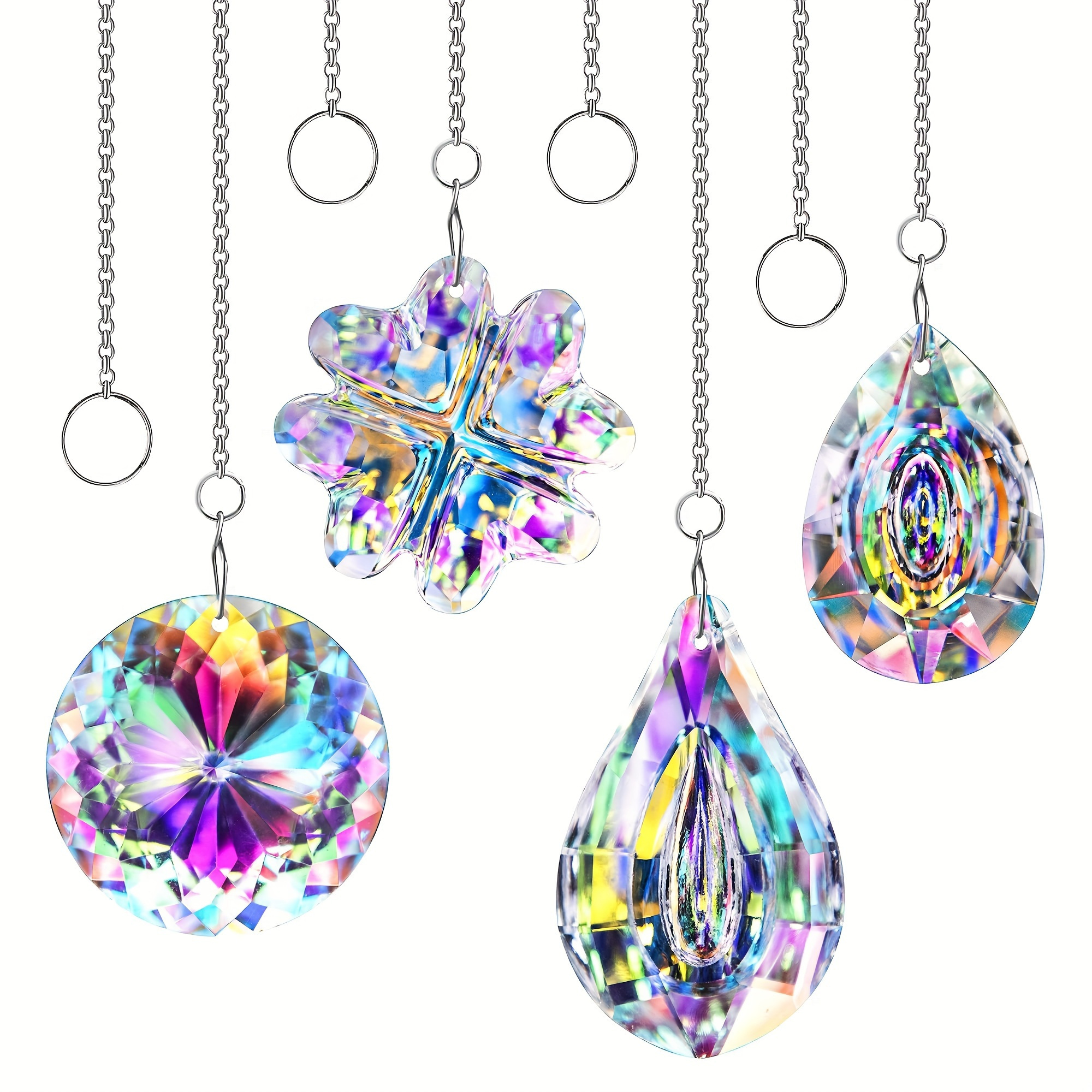 

4pcs Colorful Glass Kaleidoscope Hanging Suncatcher For Window Hanging, Balcony, Wedding, Christmas, Yard, Patio, Wall Decoration, Birthday Gift