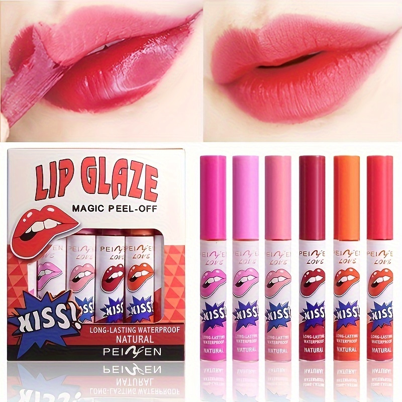 6-delni set odstranljivih sijajev za ustnice - Dolgoobstojni, mat zaključek tekoča šminka & lip gloss - Ne bledi, odporen proti razmazovanju za vse tipe kože. podrobnosti 1