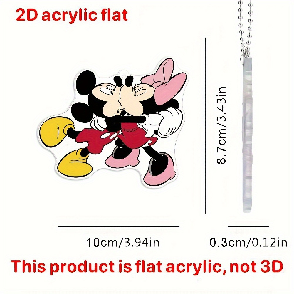 

1pc Mickey And Kiss Pendant, 2d Acrylic Car Mirror Pendant, Keychain And Bag Decorative Pendant, Gift For Lovers