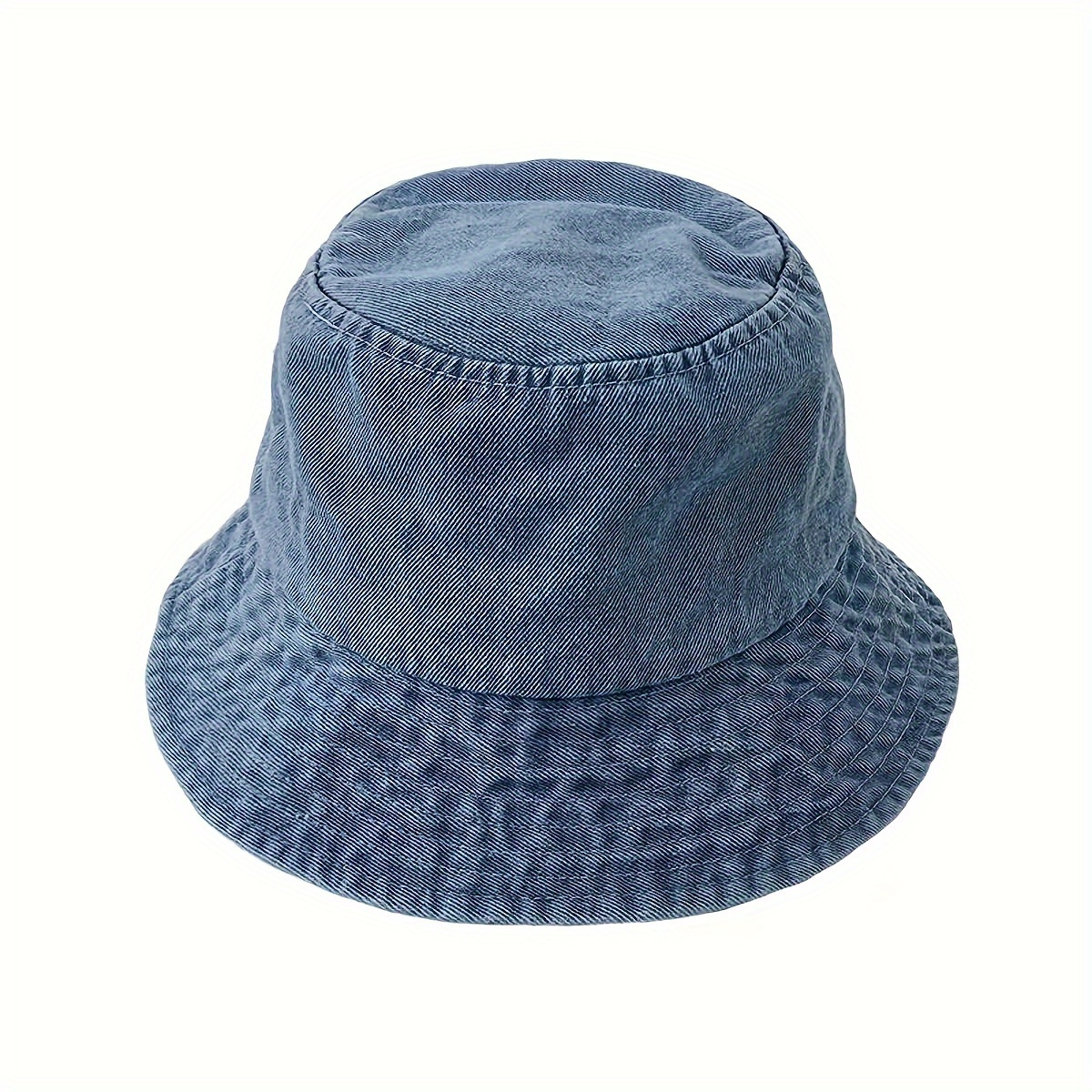 

Classic Denim Bucket Hat, Versatile Casual Summer Large Brim Sun Hats, Fashion Small Face Effect Caps