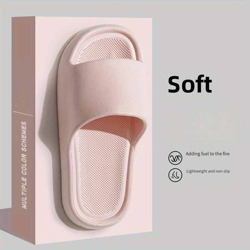 

Solid Color Soft Sole Home Slides, Comfy Lightweight Eva Bathroom Shoes, Summer Beach Indoor & Outdoor Slides