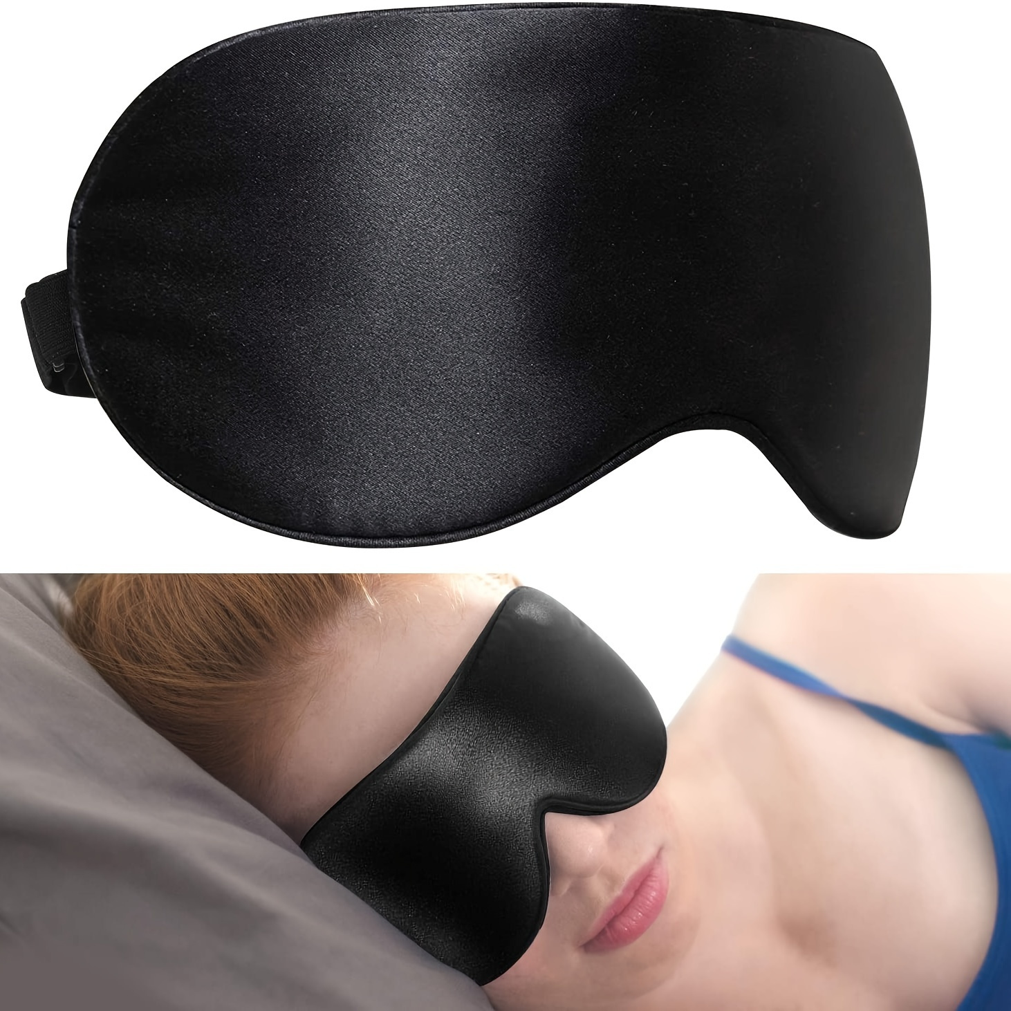 

100% Mulberry Silk Eye Mask For Men Women: Block Out Light Sleep Mask & Blindfold, Soft & Smooth, For A Full Night's Sleep, Black