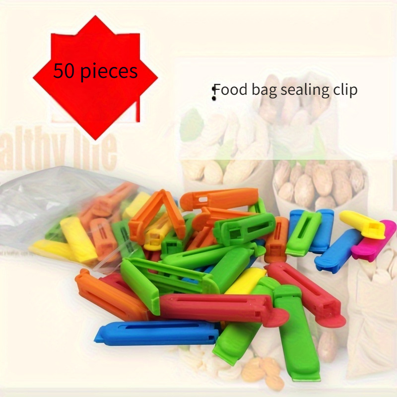 

50pcs Reusable 2.75" Food Sealing Clips - Durable Pp Plastic Bag Sealers For Freshness - Perfect For Snacks, Tea & Milk Powder - Kitchen Must-haves