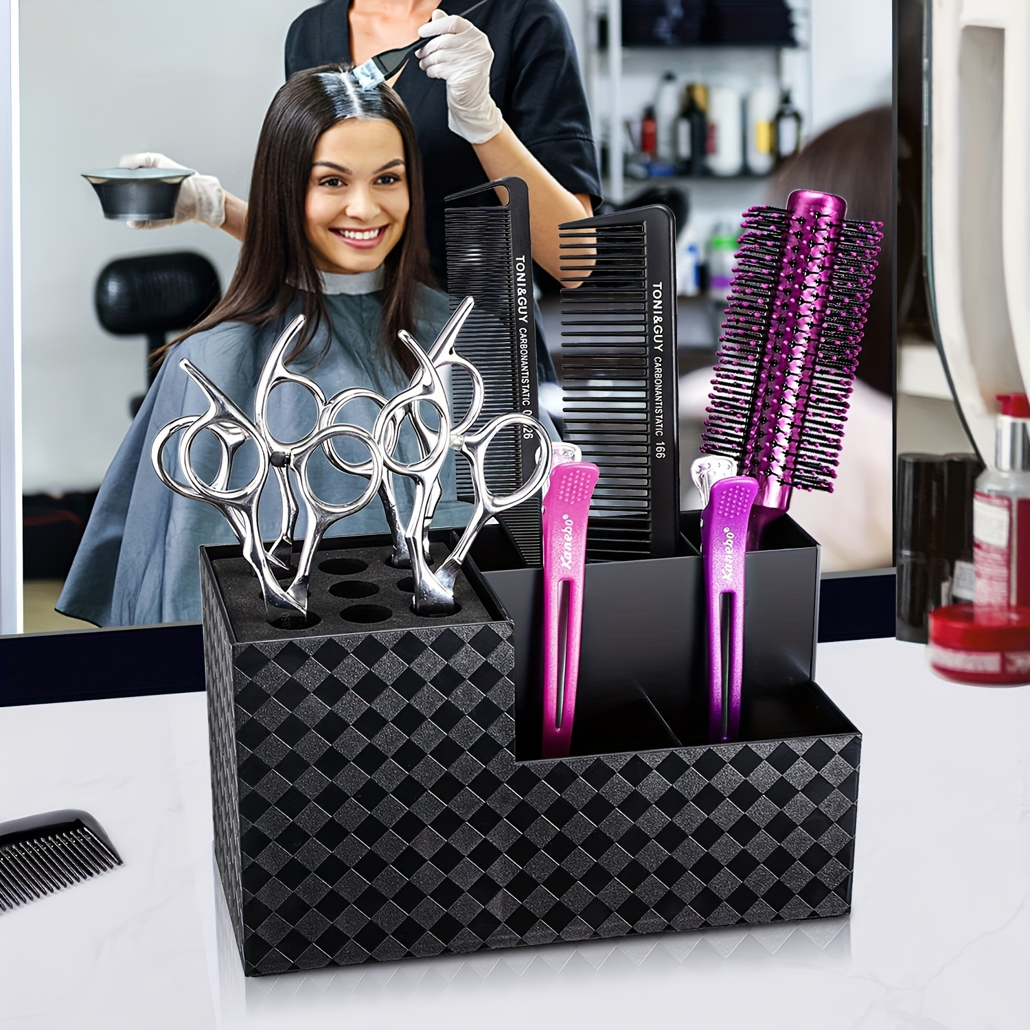 

Hairdressing Scissors Holder - Plastic Barber Shop Organizer Stand For Shears And Tools