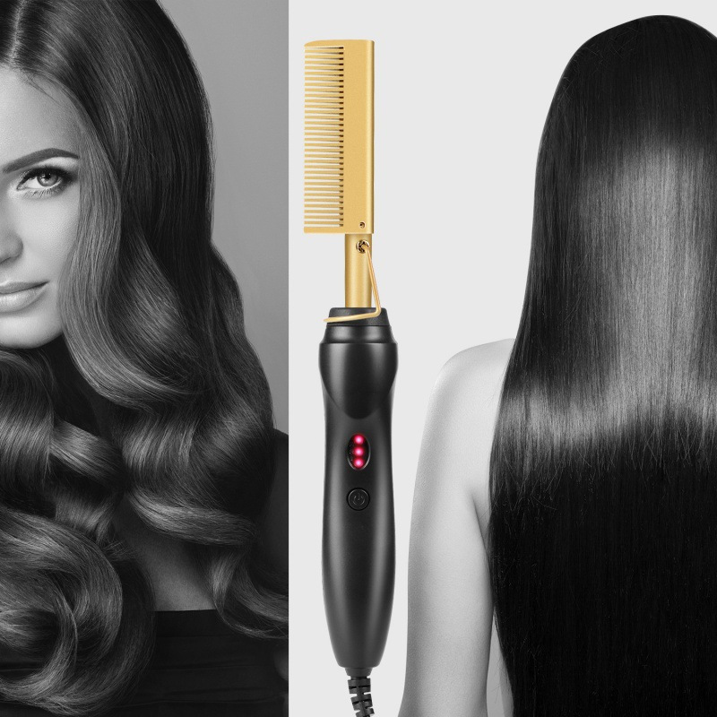 

2-in-1 Hair Straightener And Curler Comb, Dual-use Wet & Dry Styling Iron Brush, Professional Hairdressing Tool With Adjustable Temperature Control, For All Hair Types