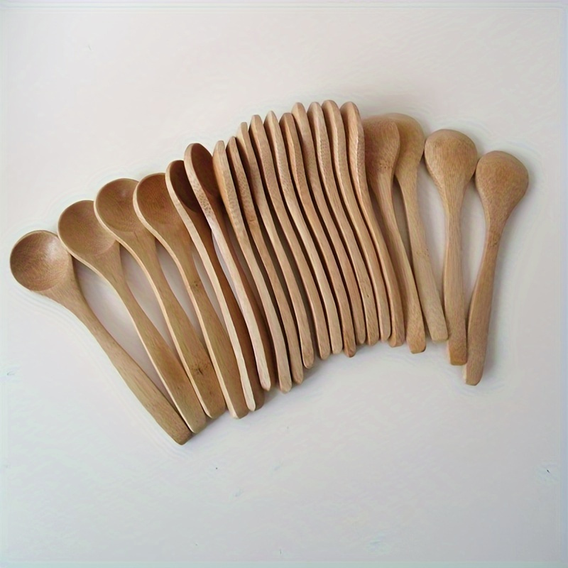 10pcs wooden long handle spoons   home coffee creative dishes details 2