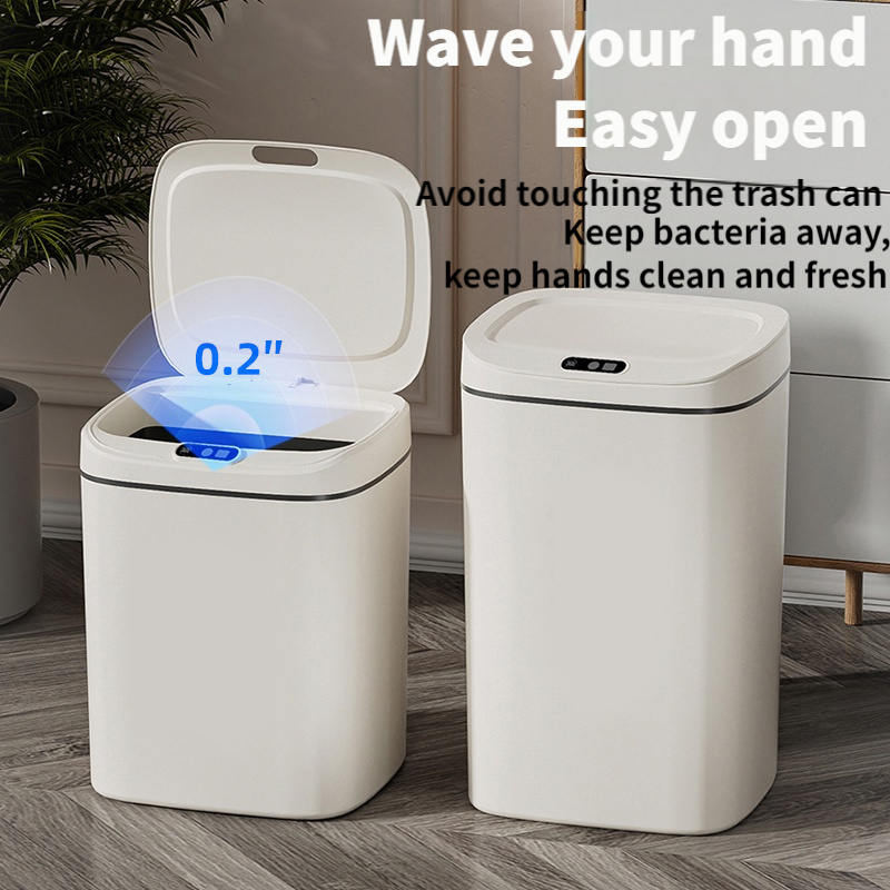 

Smart Touchless Trash Can - Large Capacity, Dual Power (aa Batteries), Odor-sealing, For Kitchen, Living Room, Bedroom, Bathroom & Office