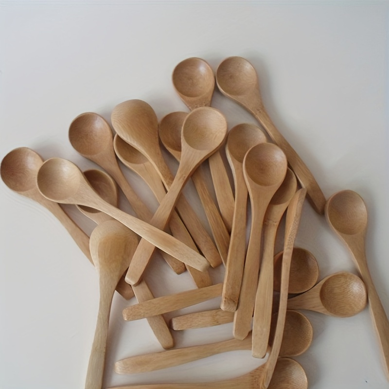 10pcs wooden long handle spoons   home coffee creative dishes details 0