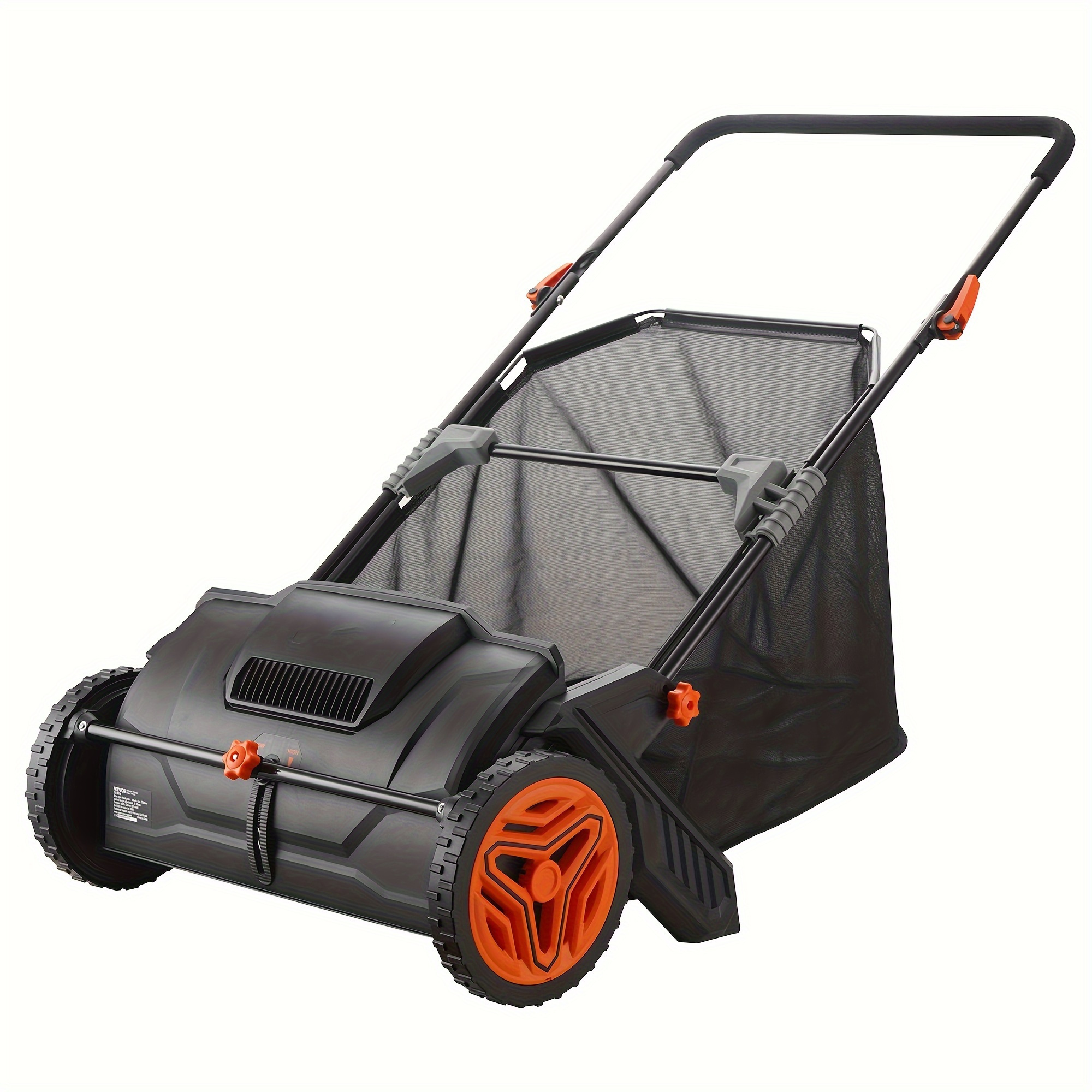 

Push Lawn Sweeper, 21-inch Leaf & Grass Collector, Strong Rubber Wheels & Heavy Duty Thickened Steel Durable To Use With Large Capacity 3.5 Cu. Ft. Mesh Collection Hopper Bag, 2 Spinning Brushes