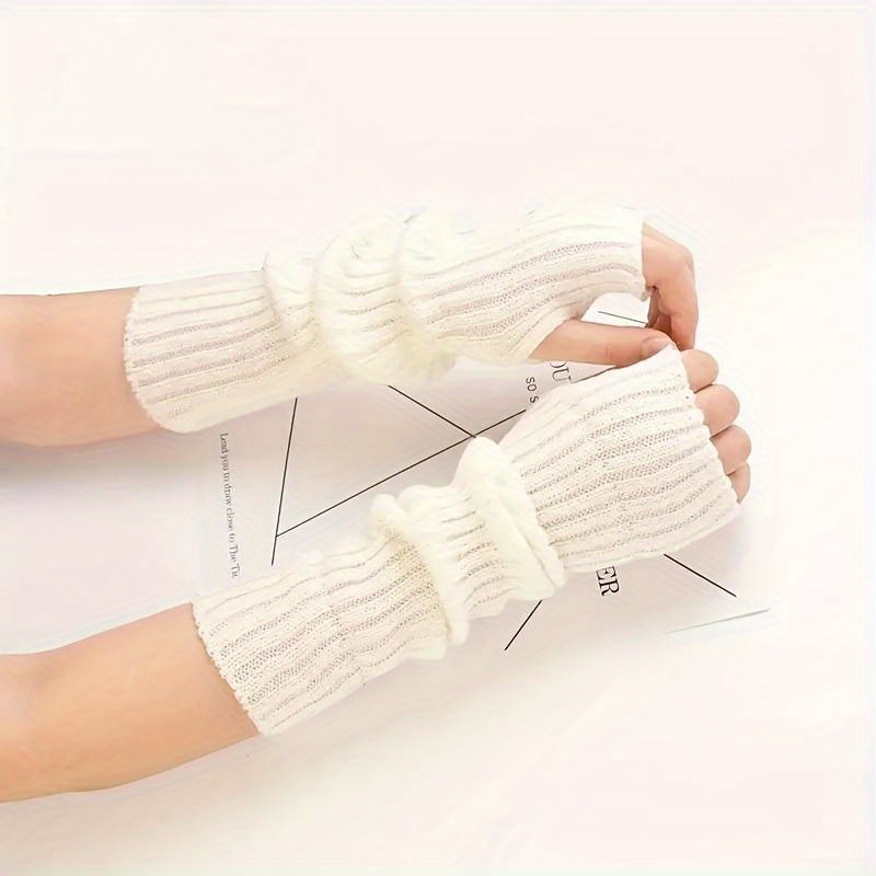 

Women's Long Fingerless Gloves, Knitted Arm Warmers, Casual Soft Mitten Style, Fashion Winter Accessories, Lunar New Year/chinese New Year Gift