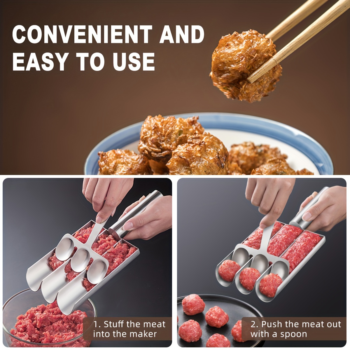 1 set   stainless steel meatball maker   nonstick kitchen gadget for flawless meatballs falafel dough   balls ideal for   kitchen enthusiasts no electricity needed meatball maker tool details 6