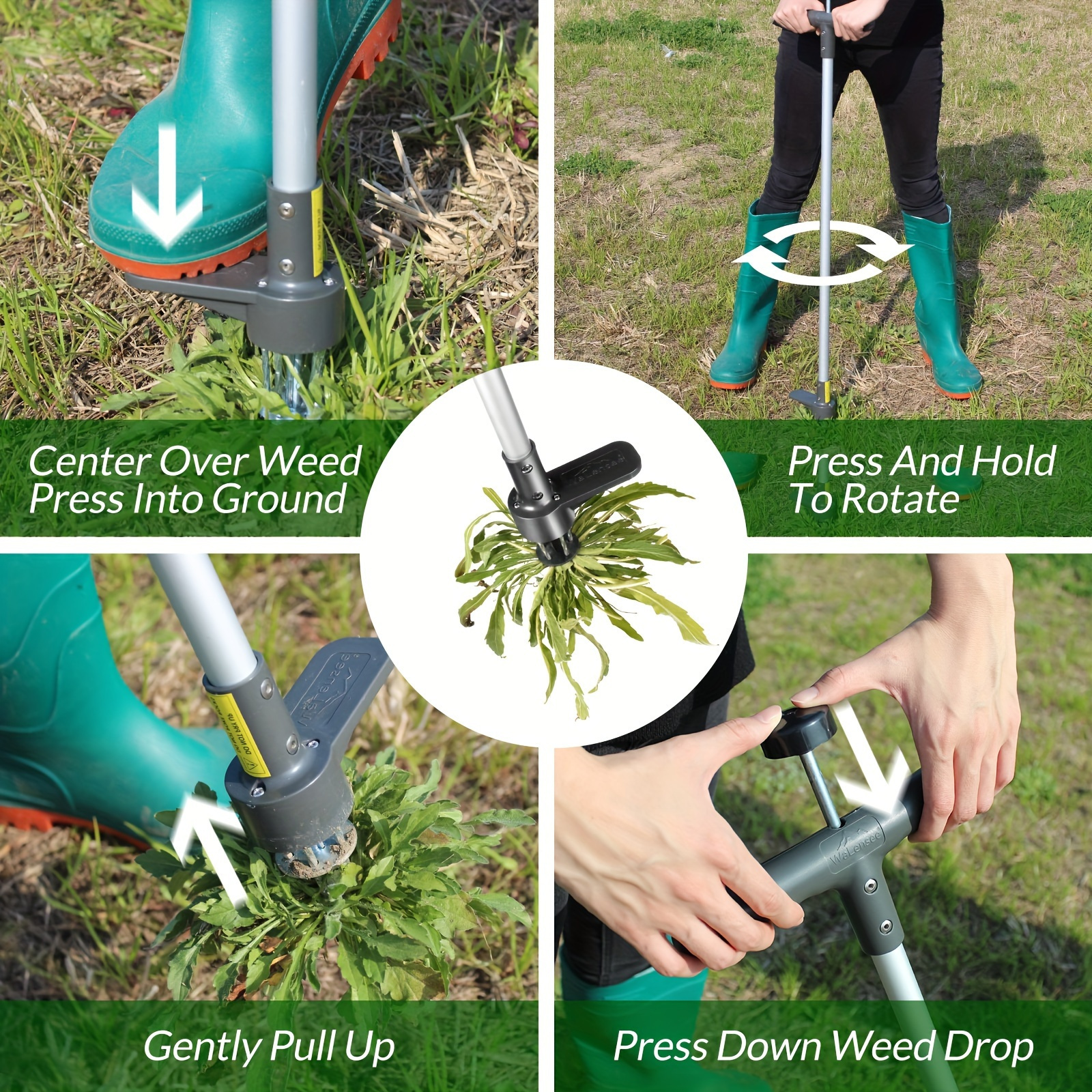 

Ergonomic Stand-up Puller With 5-claw Design - Long Handle, Foot Pedal For Easy Root Removal & Dandelion Control - Durable Pp Material, No Batteries Required