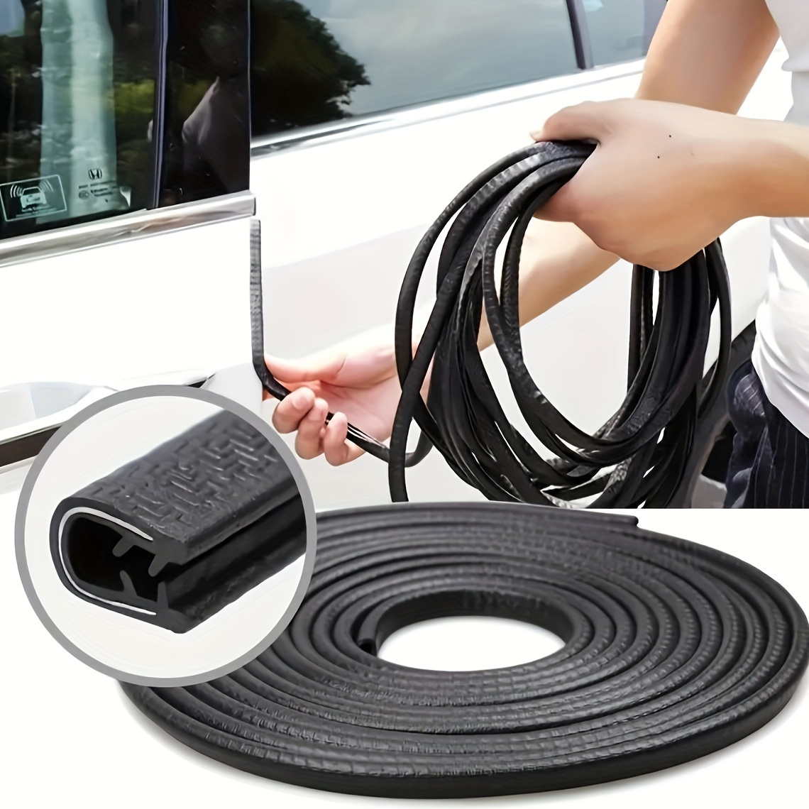 TEMU Car Door Edge Protector Thickened Steel Strap, Universal Car Door Protector Seal Strip Soundproof Strip