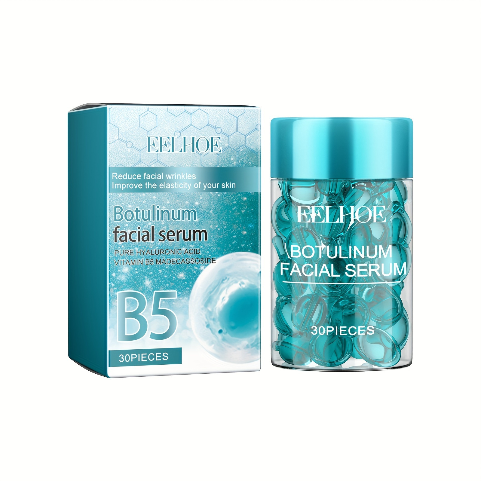 

Sérum facial au botulinum, 30 capsules de vitamine B5, acide hyaluronique, hydratation et raffermissement de la peau, hydratante douce pour une meilleure élasticité de la peau.