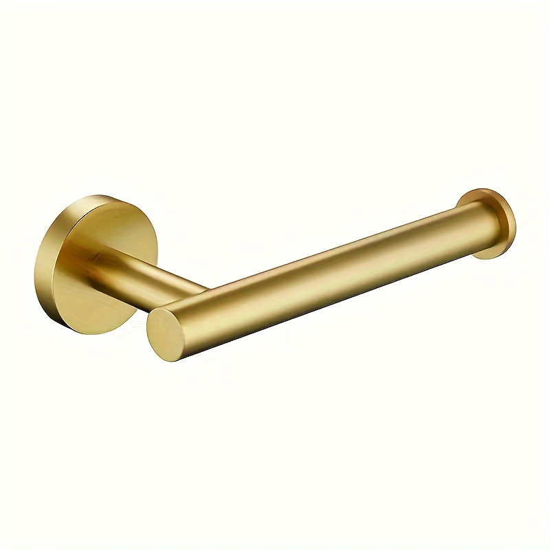 

1pc Golden Toilet Paper Holder, Stainless Steel Metal, Wall Mounted Roll Dispenser For