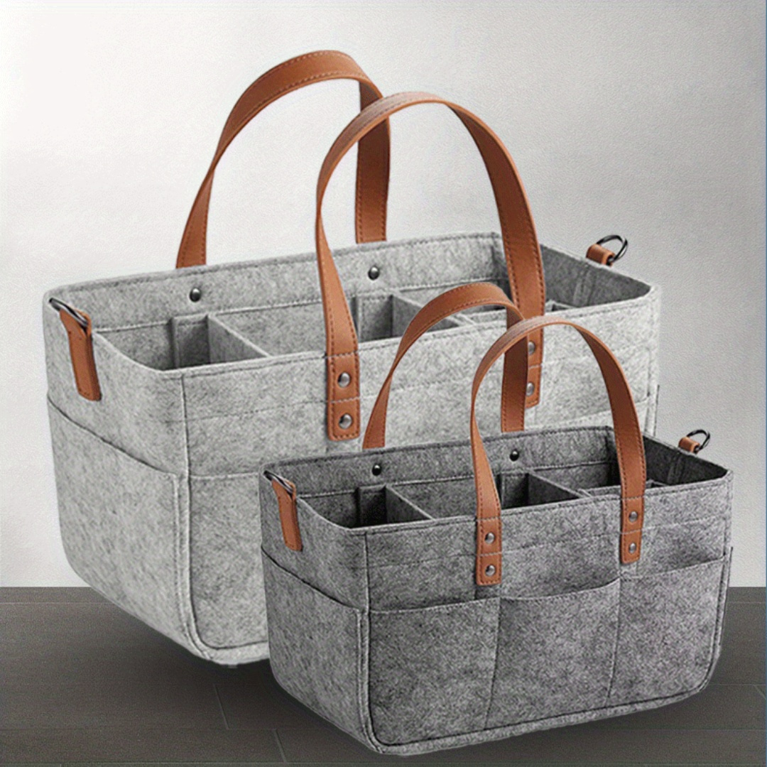 

Felt" Contemporary Felt Diaper Storage Bag - Multi-pocket Organizer For Baby Supplies, Mommy Essentials & Miscellaneous Items