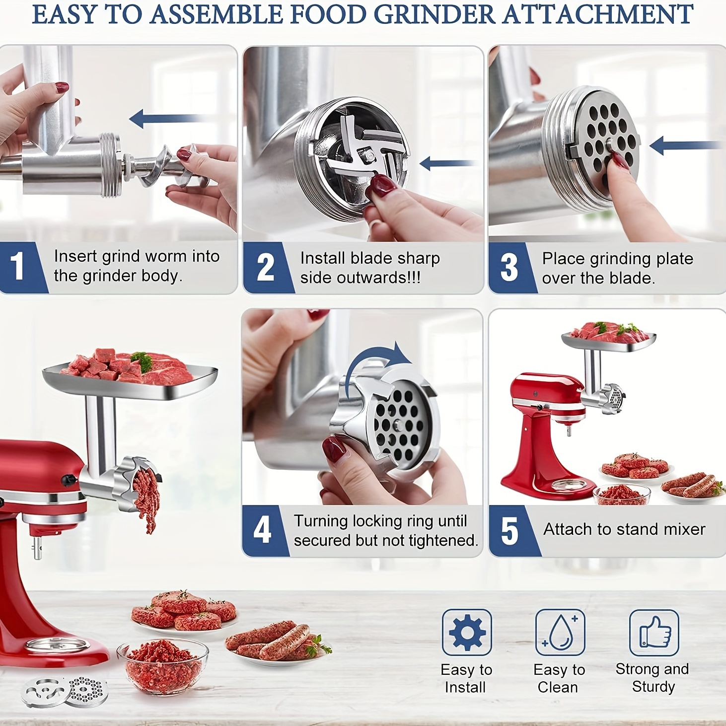 fassale 1 set meat grinder accessory set metal food grinder attachment for   creative       reusable kitchen supplies kitchen tools only tools details 2