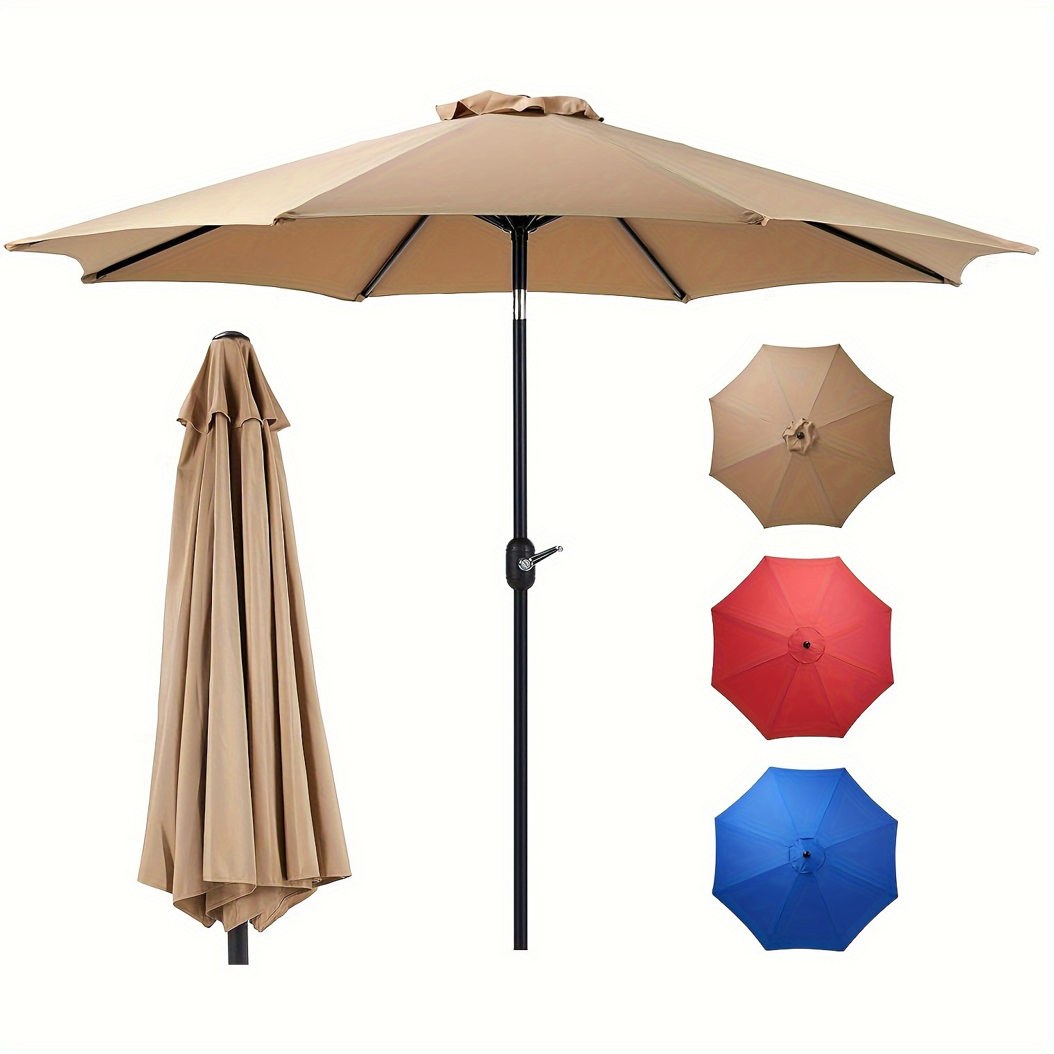 

Outdoor Patio Umbrella, 8 Iron Umbrella Ribs, Metal Construction, Sunburn Protection, Waterproof, Color Matching, Suitable For Outdoor Scenes