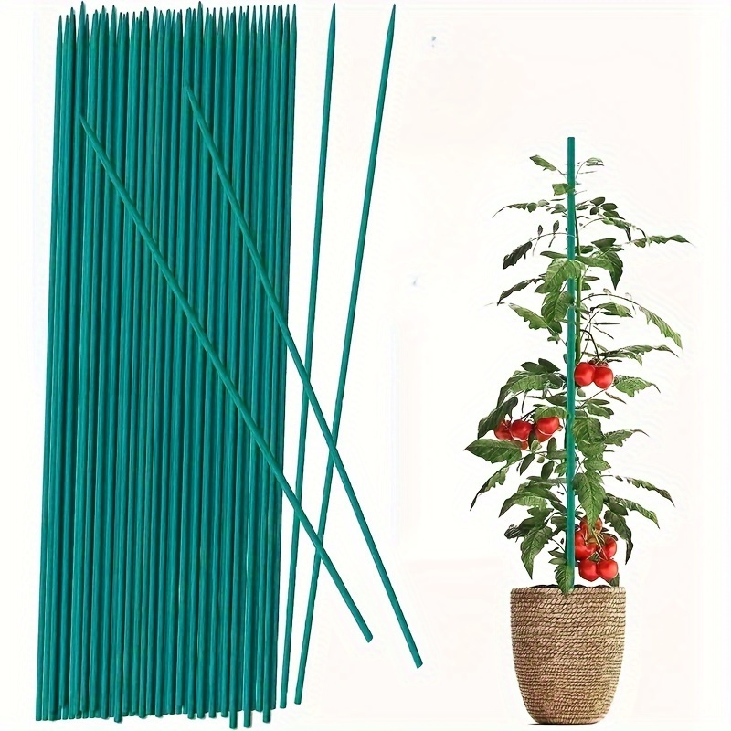 

natural Aesthetic" Handcrafted Green & White Bamboo Plant Stakes - Floral Support For Indoor Gardening, Wooden Garden Sign Posts