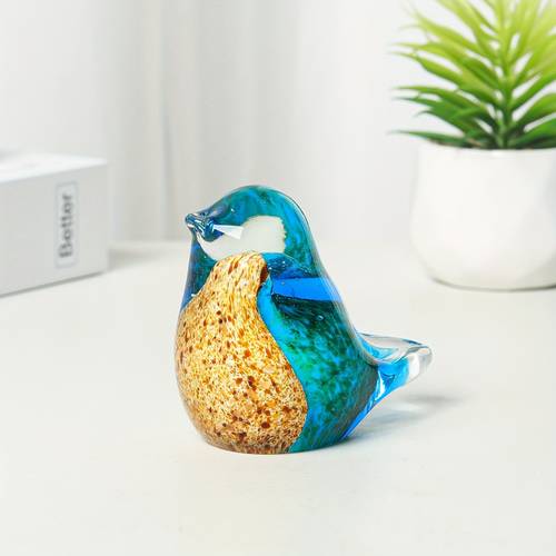 Handmade Glass Bird Figurine Suncatcher - 1pc Colorful Speckled Blown Glass Bird Sculpture for Home Decor and Gifting