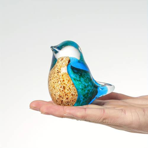 Handmade Glass Bird Figurine Suncatcher - 1pc Colorful Speckled Blown Glass Bird Sculpture for Home Decor and Gifting