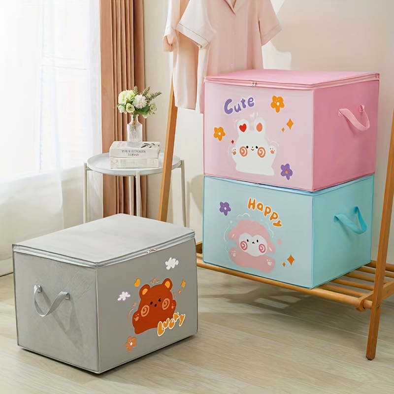 

Cartoon Pattern Storage Bags, Blanket Clothes Organization And Storage Containers For Bedding, Comforters, Organizer With Reinforced Handle, Sturdy Zippers