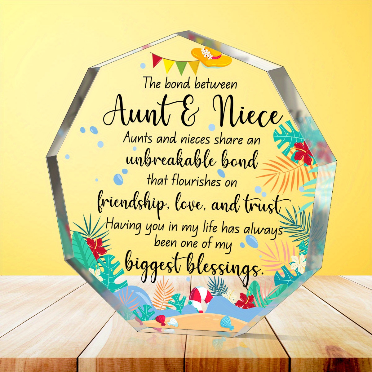 

Acrylic Aunt And Niece Bonding Plaque - Unbreakable Relationship, Love, And Trust Keepsake Decor - Gift Without Feathers For 14+ Years - Beach And Ocean Theme - Sentimental Aunt Niece Connection - 1pc