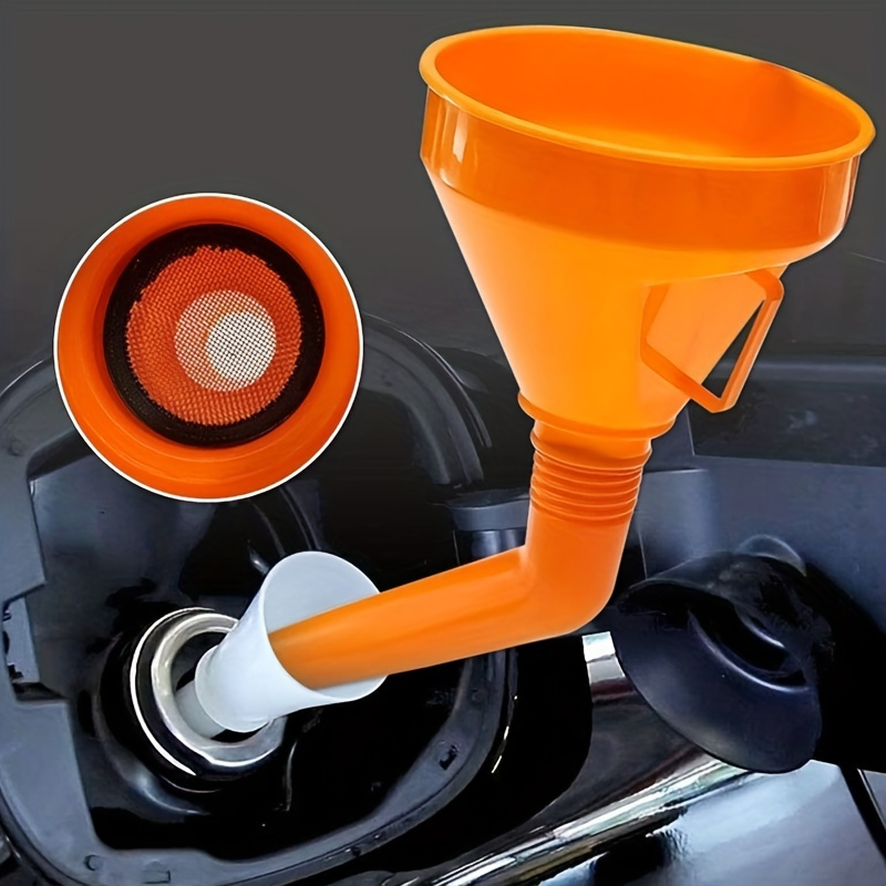 

1pc Large Capacity Angled Plastic Funnel With Filter Screen And Handles For Refueling Cars And Motorcycles - , Oil And Fuel