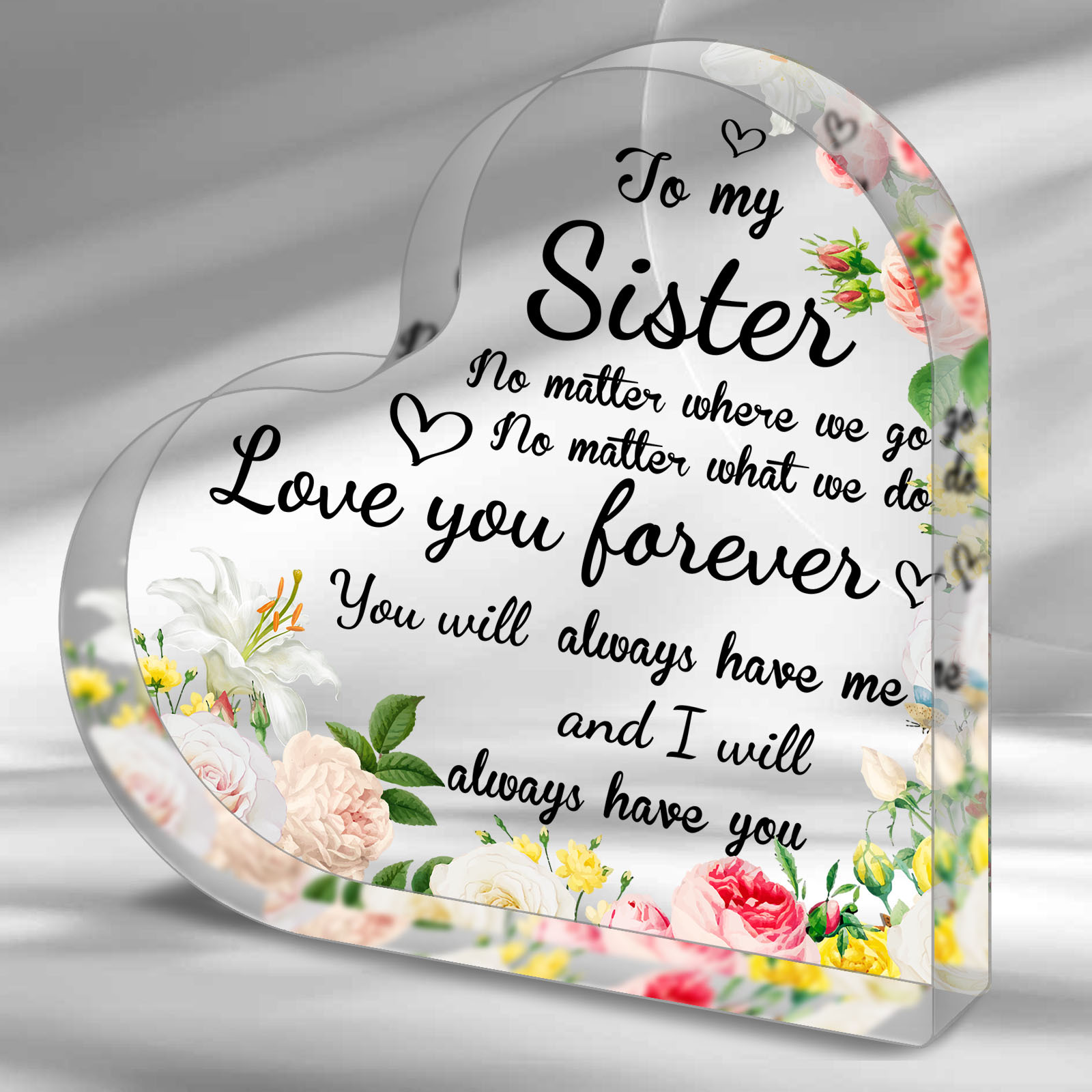 

1pc Acrylic Plaque, Sister Gifts From Sister, Christmas Birthday Gifts For Sisters, , Beautiful Engraved Plaque, For Living Room Office Decor, Christmas Valentine's Day New Year Gift