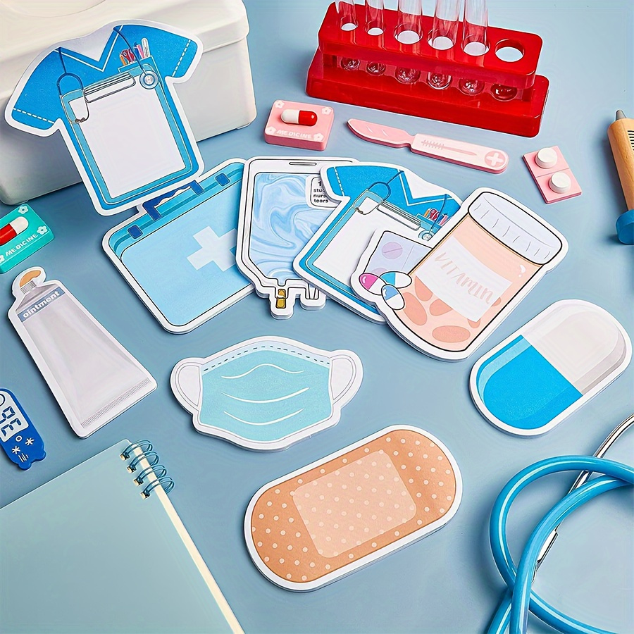 

30-pack Cute Nurse Themed Sticky Notes, Fun Blue Doctor Style Notepads, Perfect For School And Office Gifts