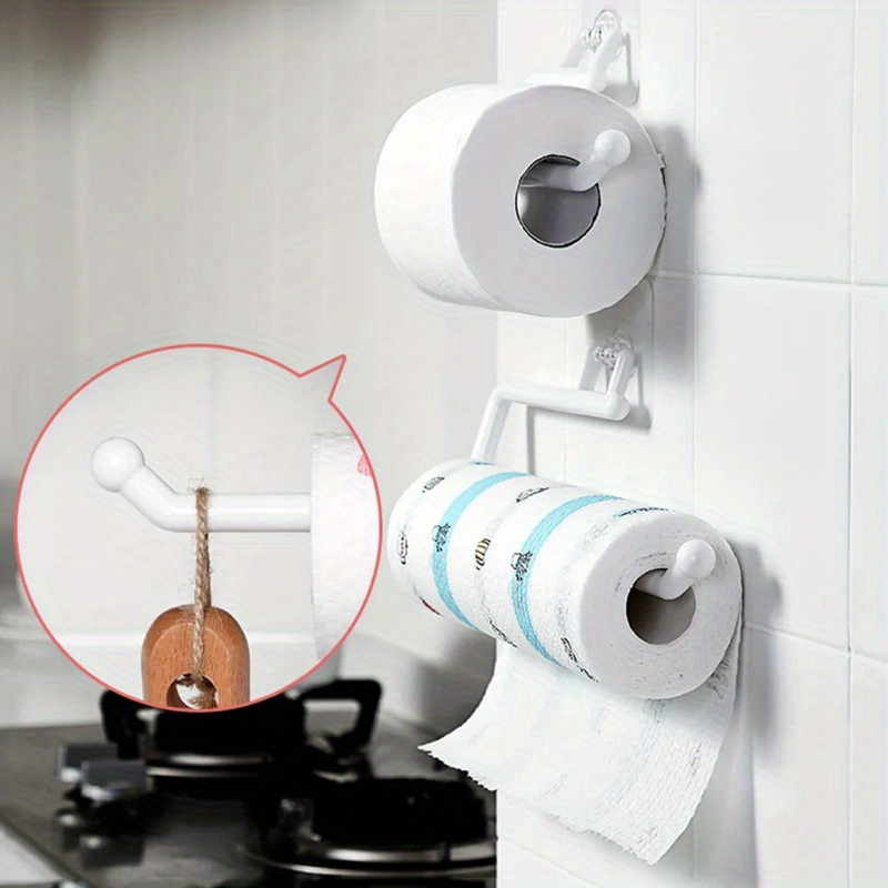 1pc plastic paper towel holder with suction mount hanging hook no drill surface mount kitchen roll rack for bathroom and kitchen storage details 3