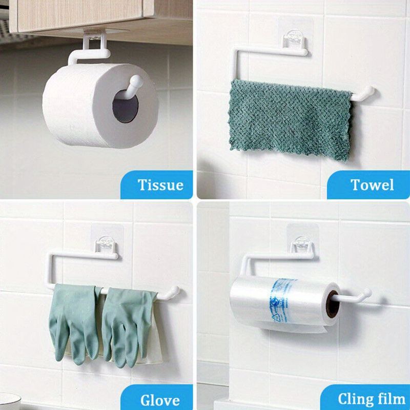 1pc plastic paper towel holder with suction mount hanging hook no drill surface mount kitchen roll rack for bathroom and kitchen storage details 2