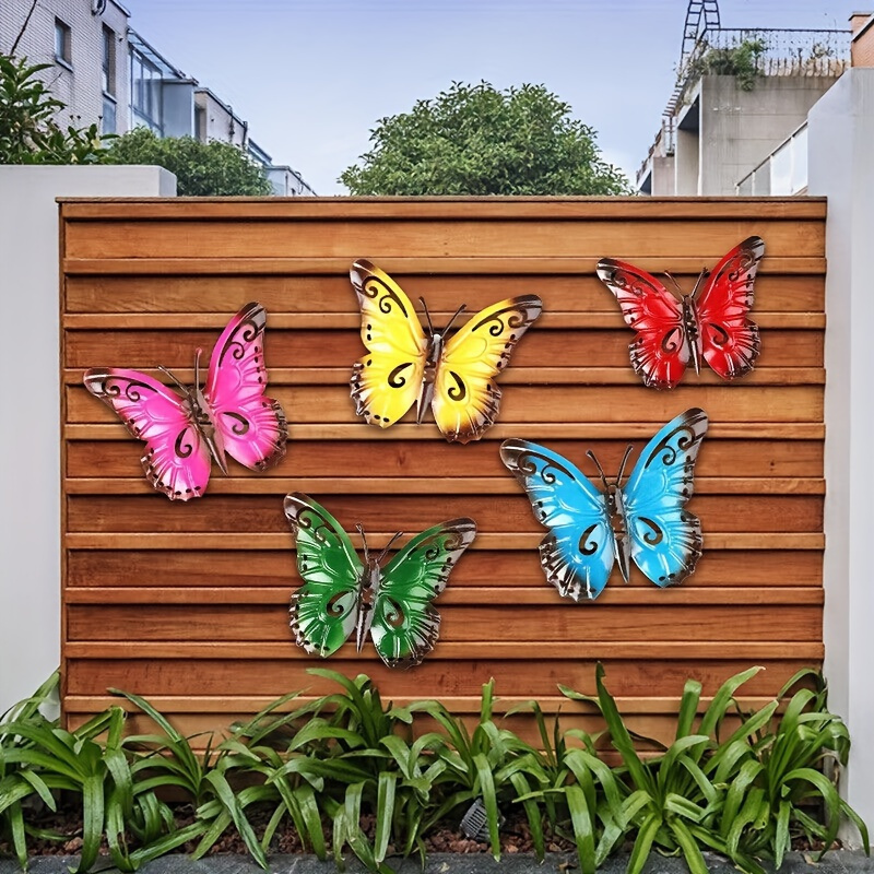 

5pcs Metal Butterfly Wall Art, Colorful Garden Wall Decor, Outdoor/indoor Metal Craft Ornaments, Vibrant Home Accents