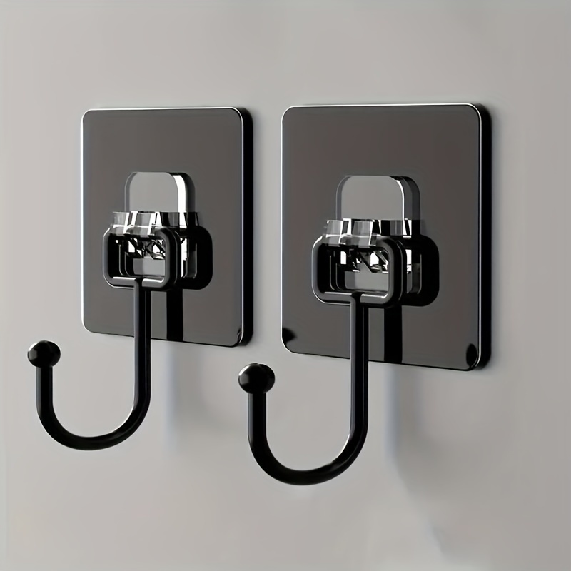 2pcs Large Heavy-duty Wall Hook, Self-adhesive Hook, , Coat, Towel, Key, Sundries Hook, Waterproof, Bathroom, Toilet, Kitchen Practical Hook Accessories
