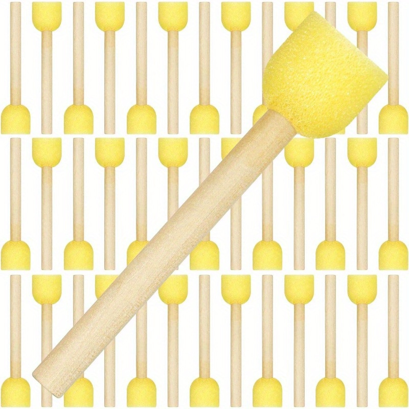 

40pcs Of Round Sponge Sponge Brush Set Painting Sponge Brush Wooden Handle Sponge Brush Painting Tools Painting Crafts (0.6 Inches)